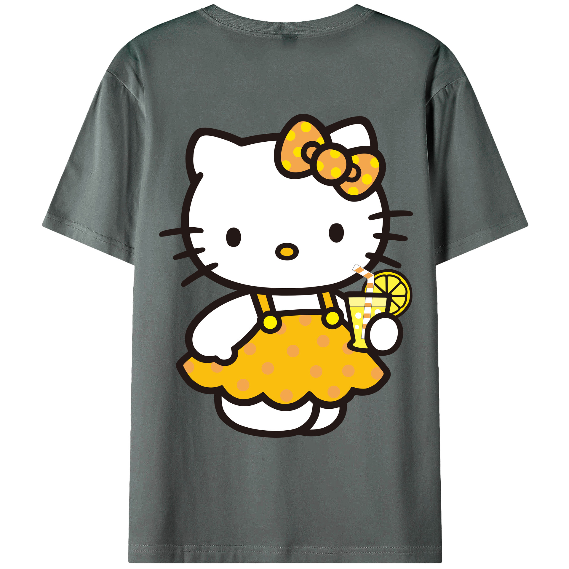（画像用） Hello Kitty ハローキティ 綿100％ メンズ半袖Tシャツ（バックプリント） 通気性
